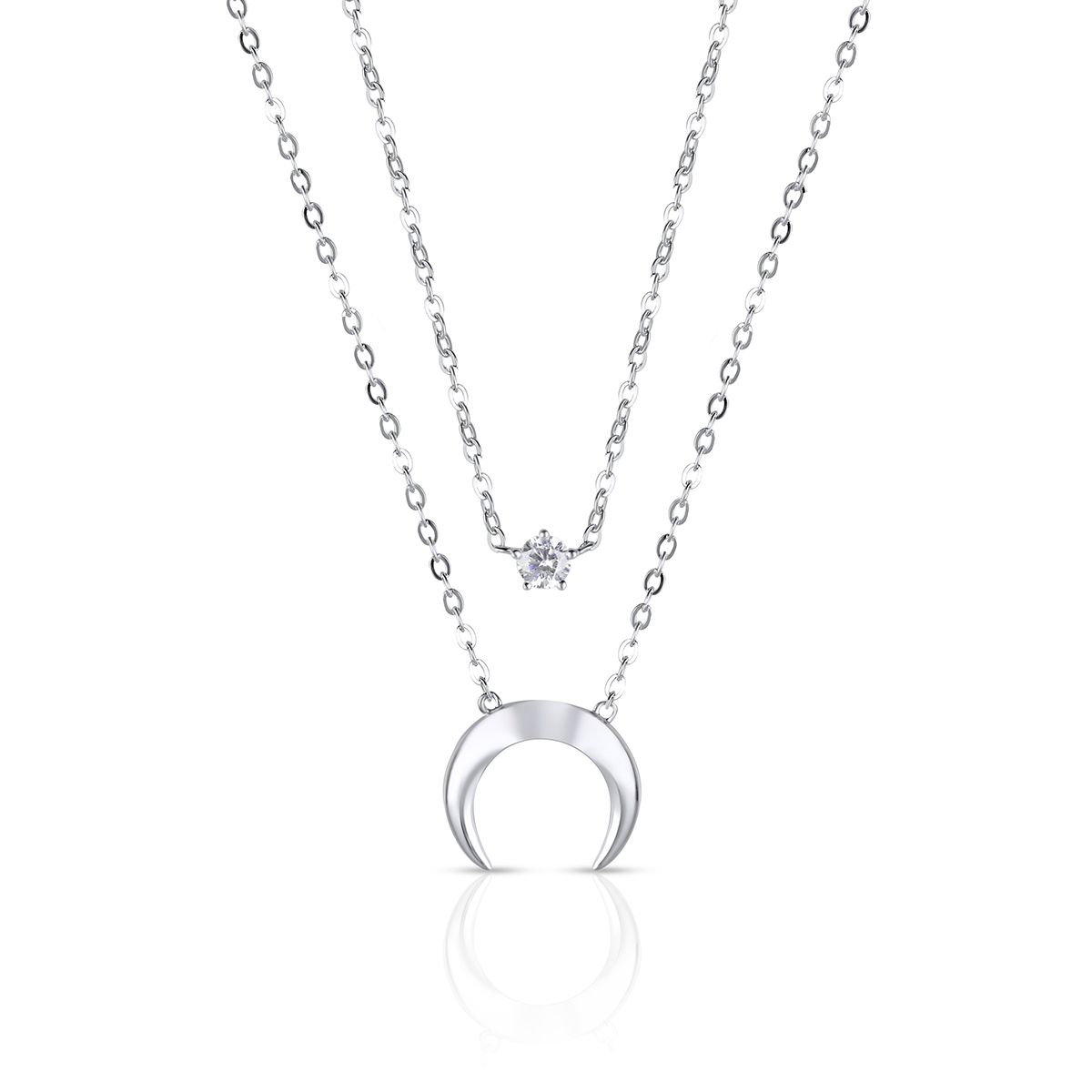 Naszyjnik srebrny kaskadowy lunula