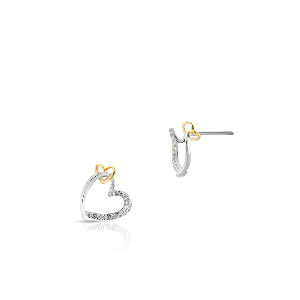 Kolczyki srebrne serce z cyrkoniami