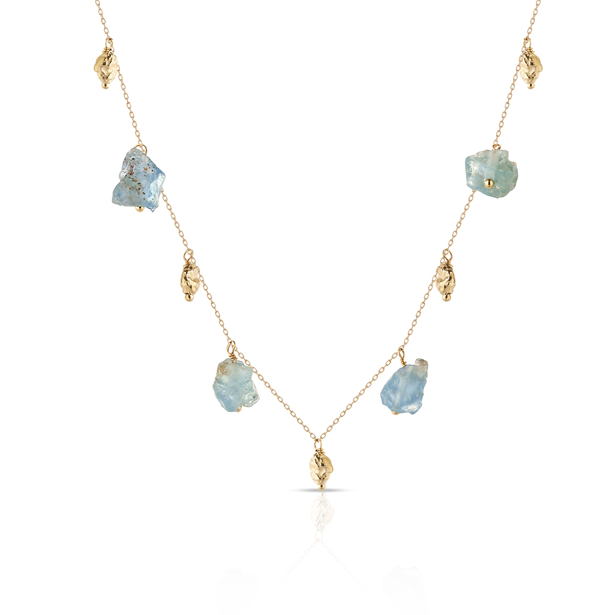 Naszyjnik złoty z niebieskimi apatytami Saint Tropez