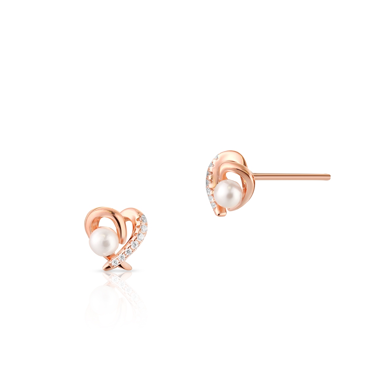 Kolczyki srebrne z perłą i cyrkoniami