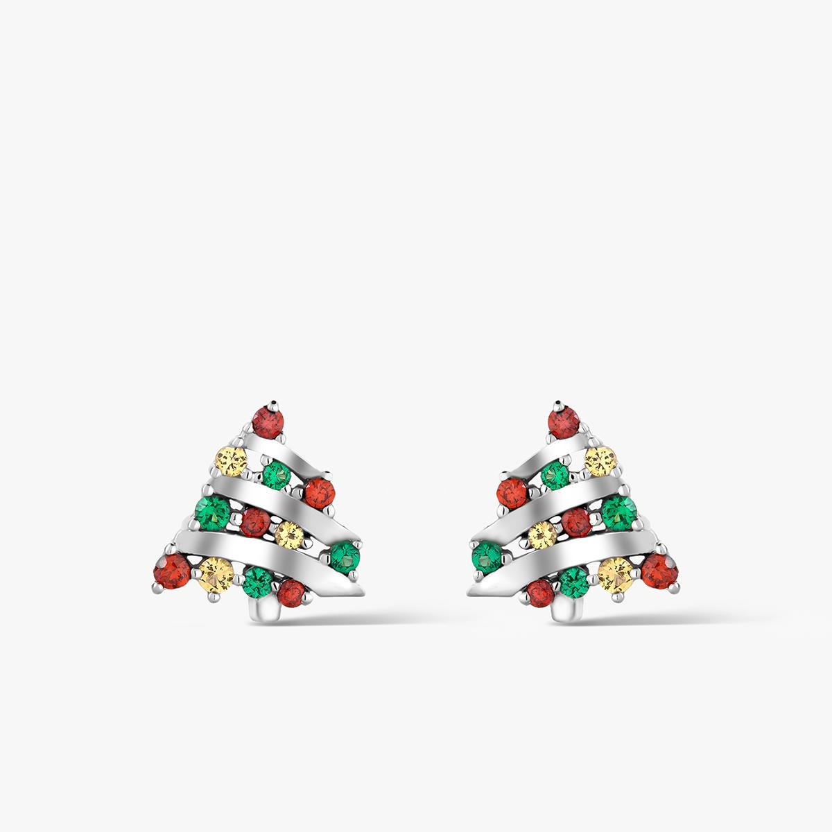 Kolczyki srebrne choinki