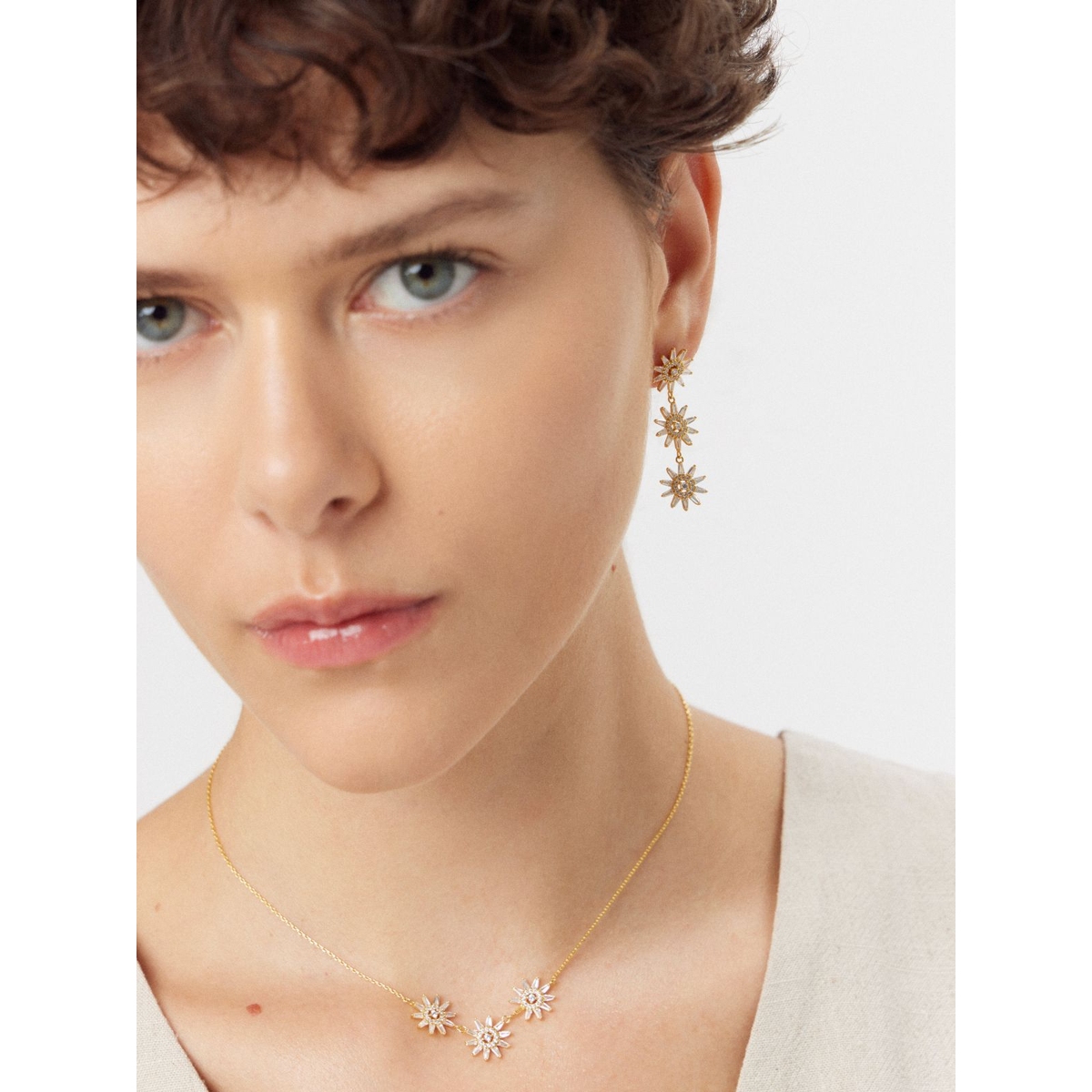 Kolczyki srebrne pozłacane z cyrkoniami