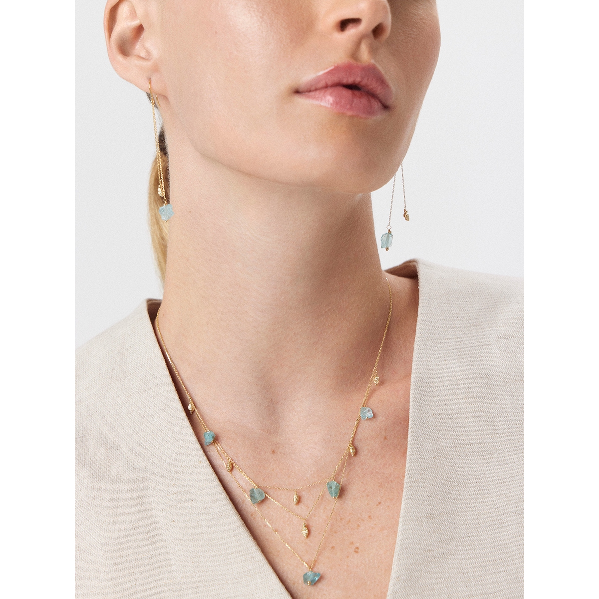 Bransoleta złota z niebieskim apatytem Saint Tropez