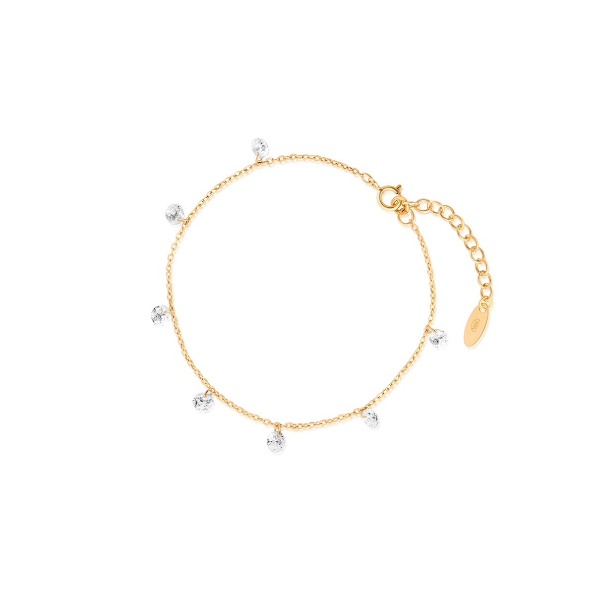 Bransoletka srebrna pozłacana z cyrkoniami