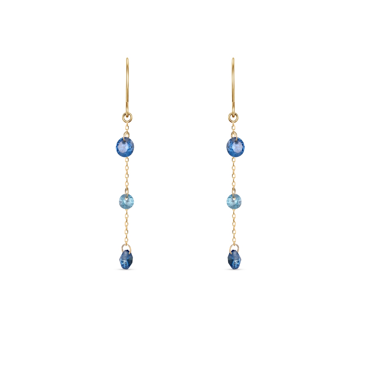 Kolczyki złote z niebieskimi cyrkoniami