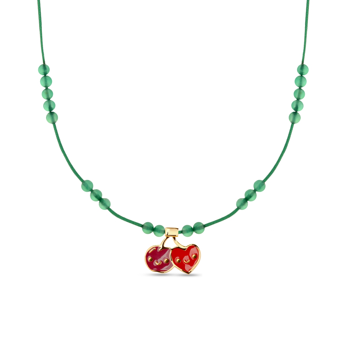 Naszyjnik sznurkowy z motywem wisienki