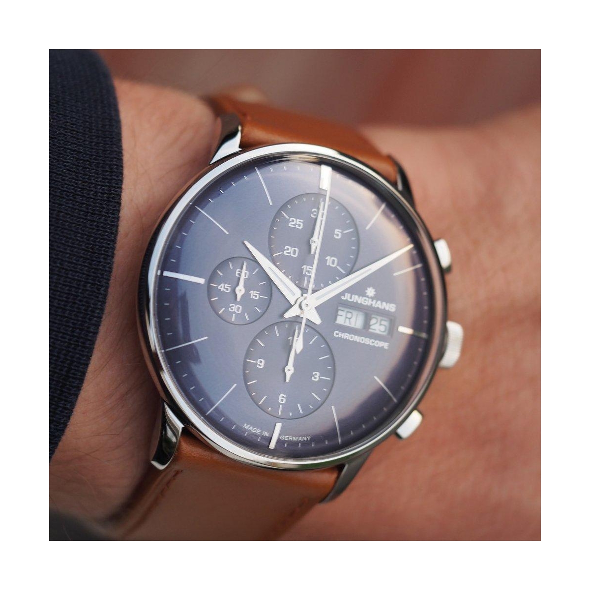 ZEGAREK JUNGHANS MEISTER CHRONOSCOPE DATE ENGLISH