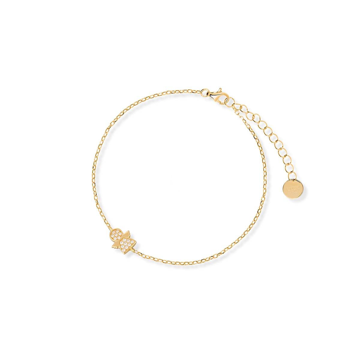 Bransoleta srebrna pozłacana z aniołkiem