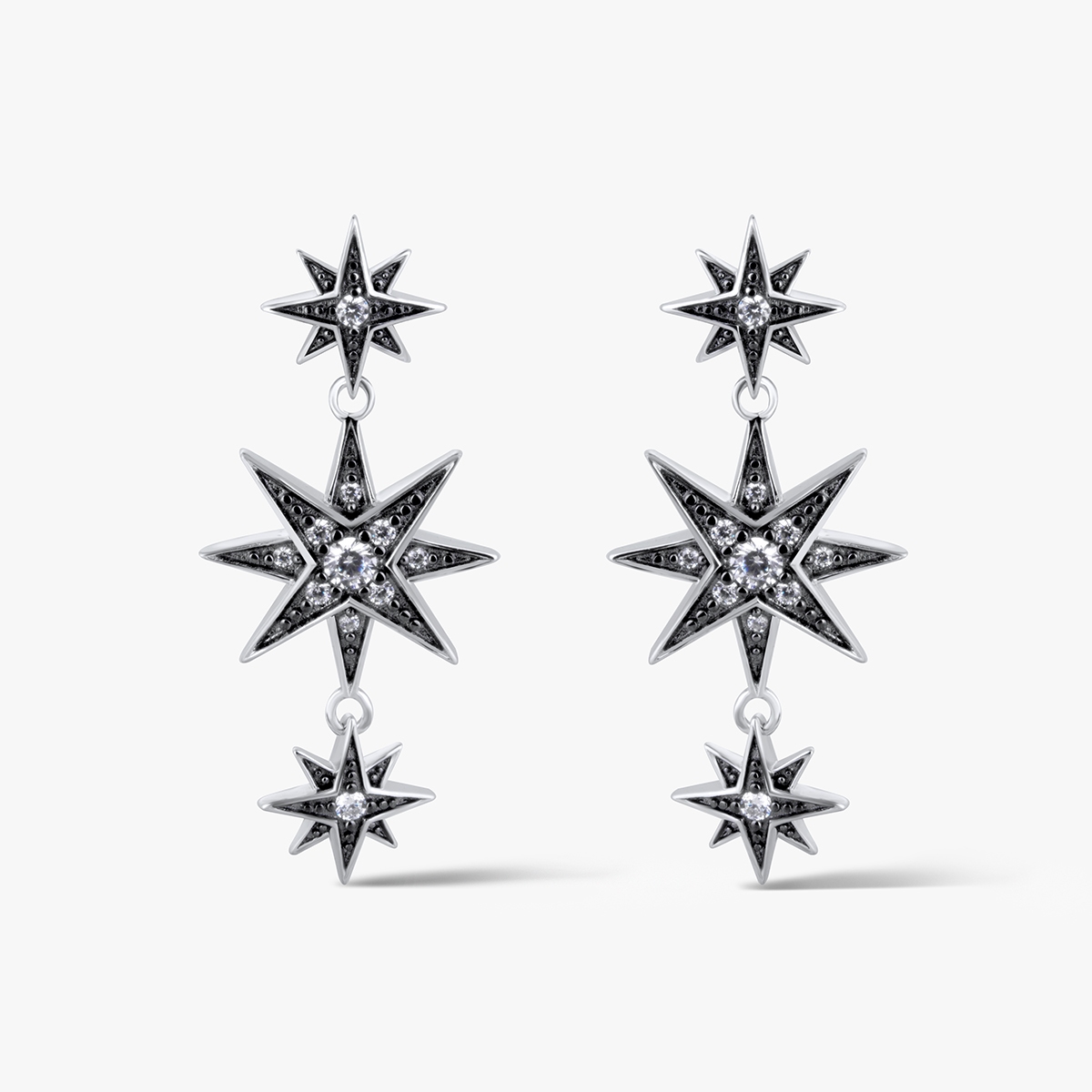 Kolczyki srebrne Royal Star