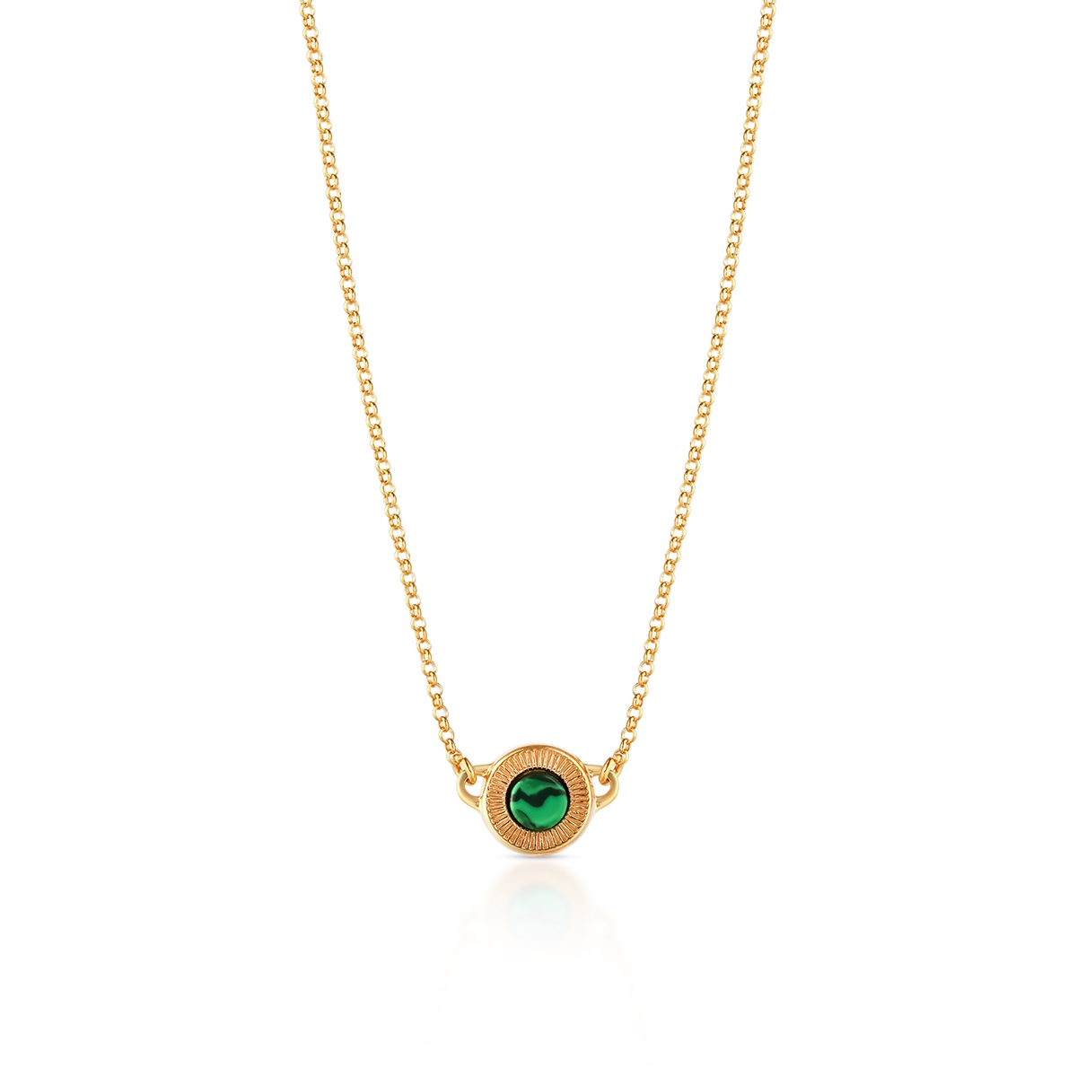 Naszyjnik srebrny pozłacany z malachitem