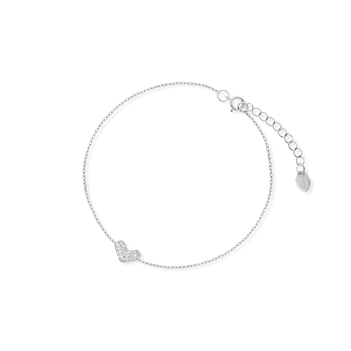 Bransoleta srebrna serce z cyrkoniami
