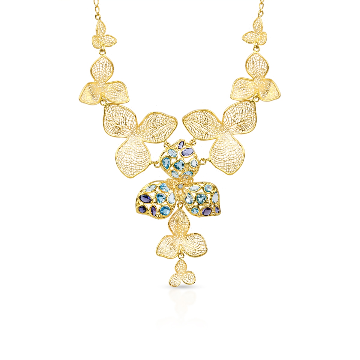 Naszyjnik złoty z motywem kwiatowym