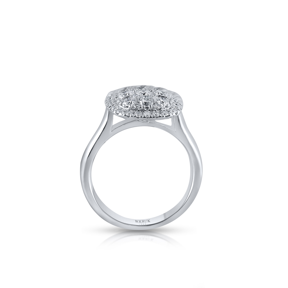 Pierścionek białe złoto z brylantami