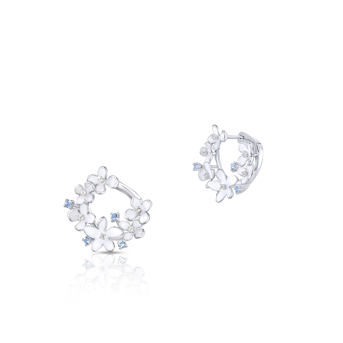 Kolczyki srebrne Kwiaty Nocy Biały Bez