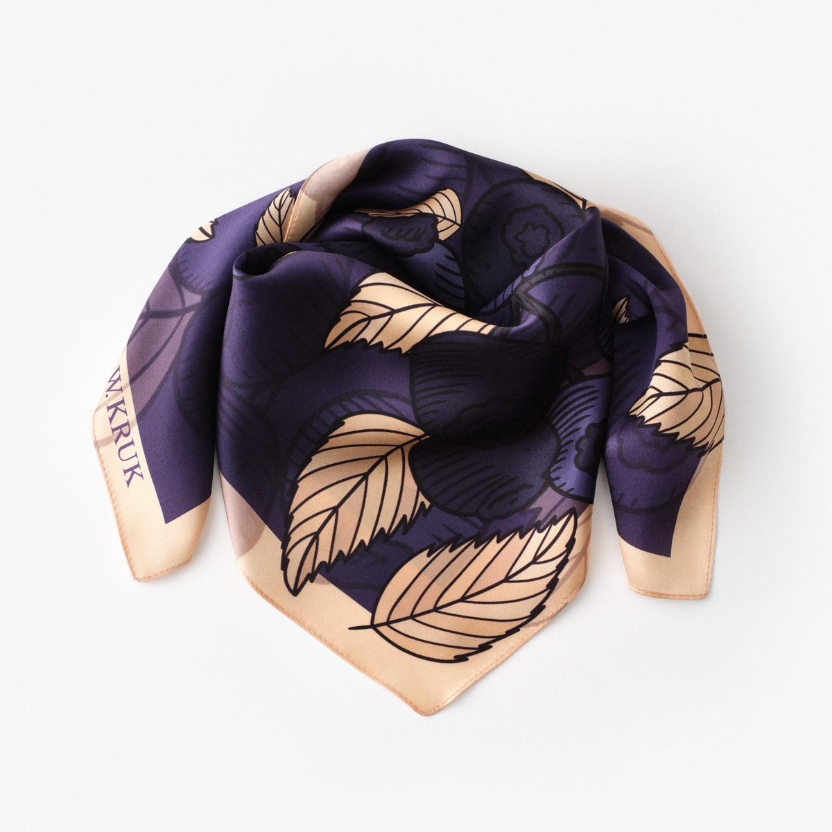 Chusta jedwabna Kwiaty Nocy Borówka