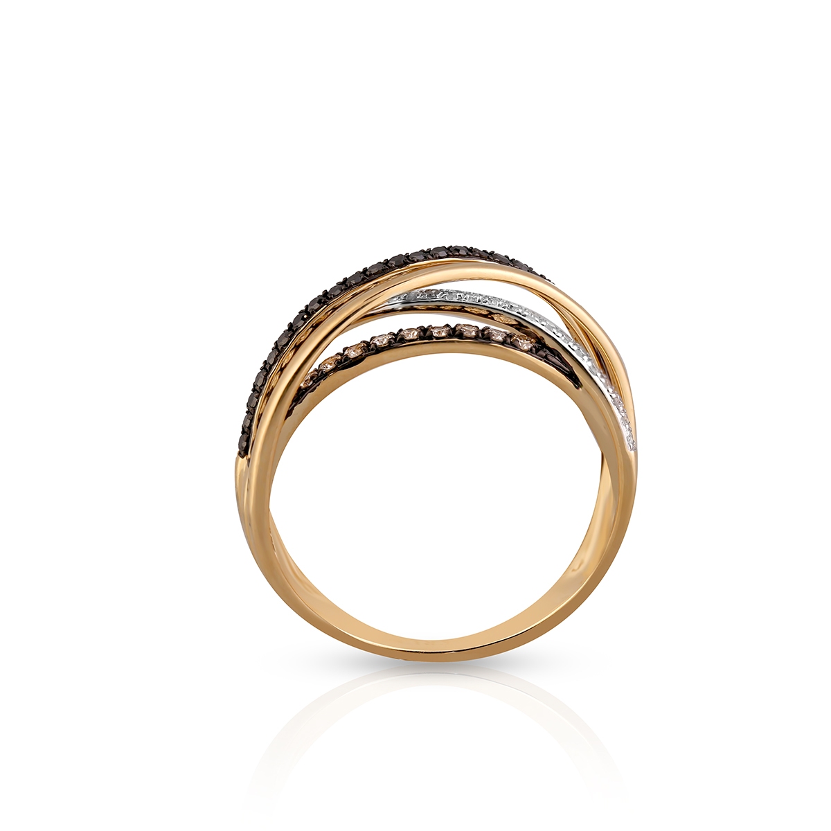 Pierścionek złoty bicolor z diamentami i brylantami