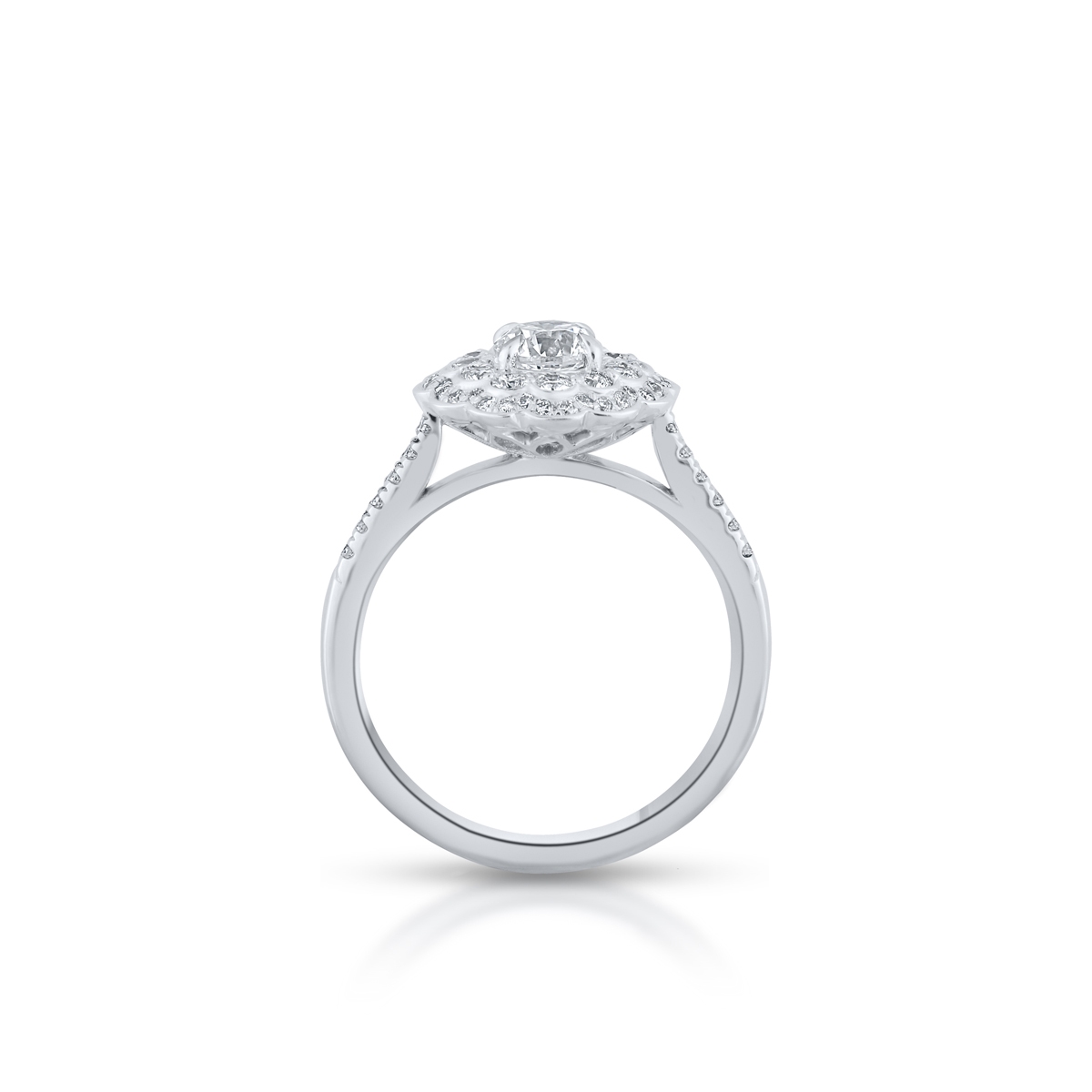 Pierścionek białe złoto z brylantami