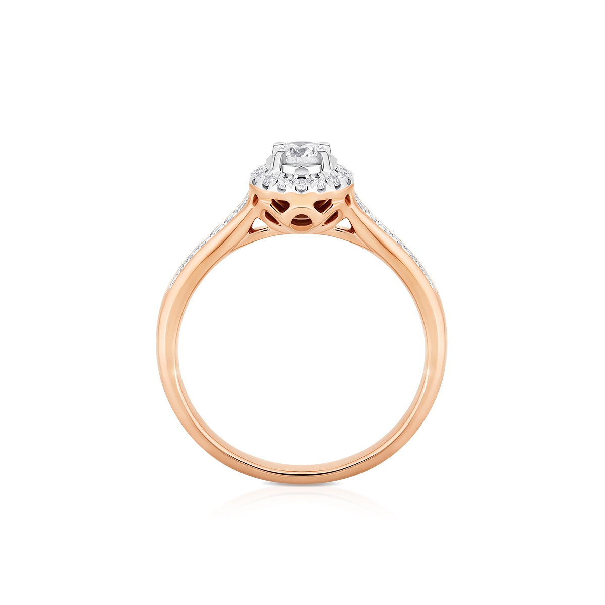 Pierścionek złoty bicolor z brylantami i diamentami