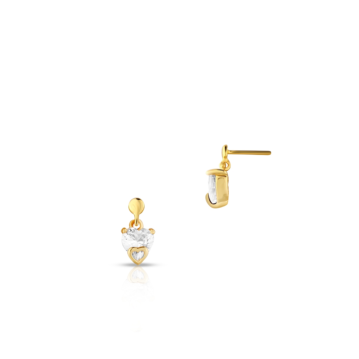 Kolczyki srebrne z cyrkonią w kształcie serca