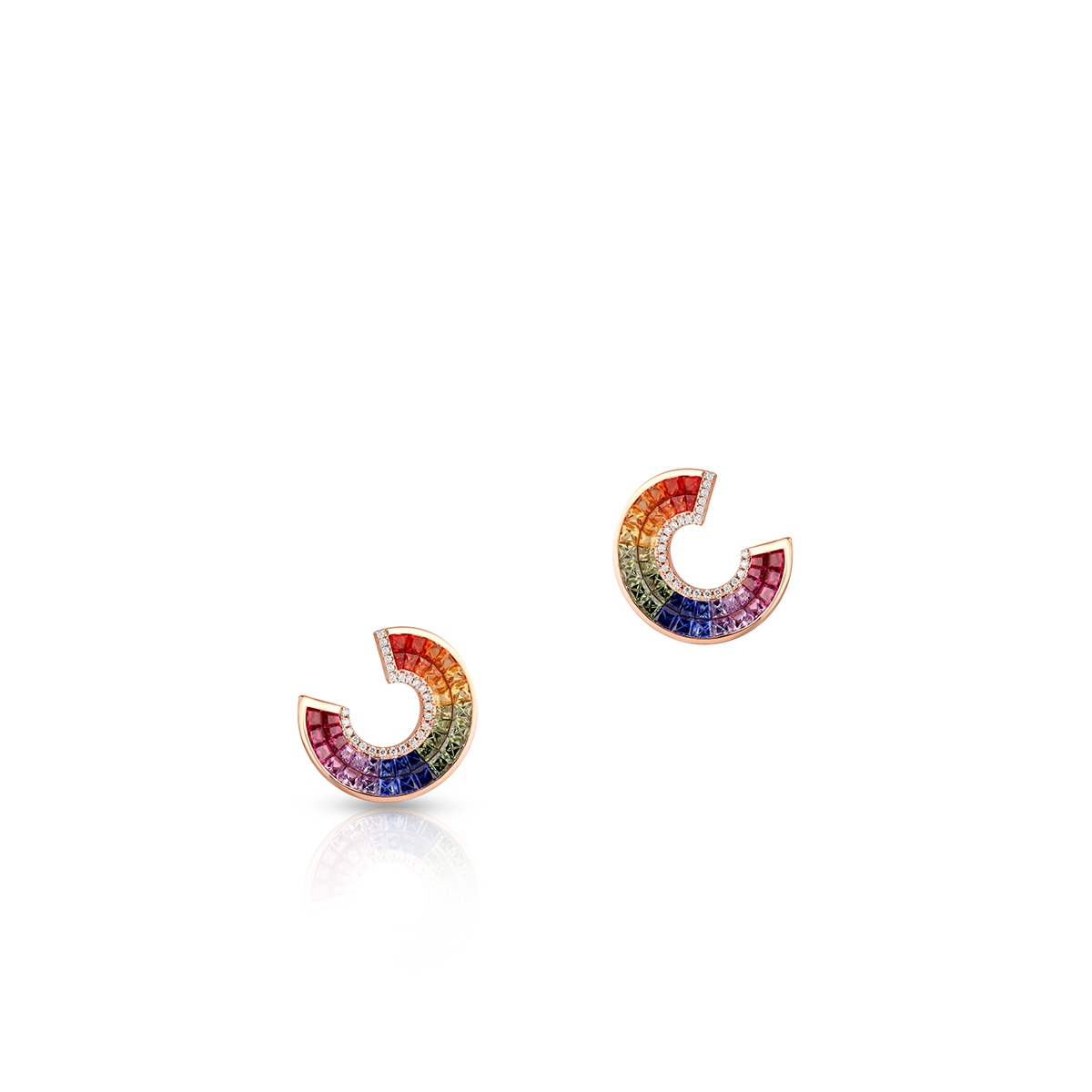 Kolczyki złote z brylantami i szafirami