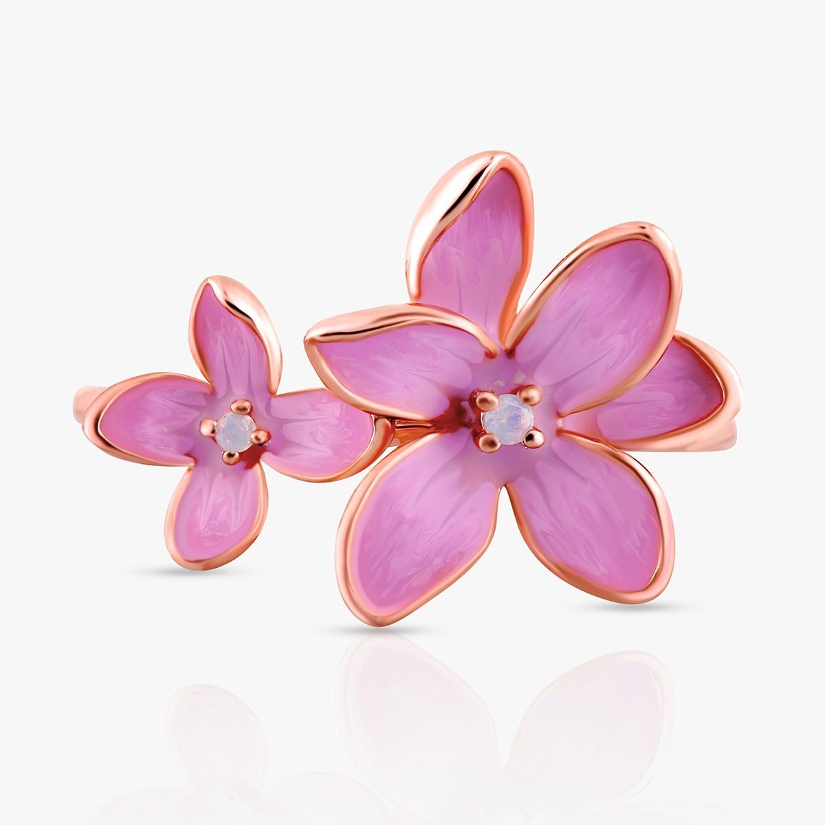 Pierścionek srebrny Kwiaty Nocy Różowy Bez