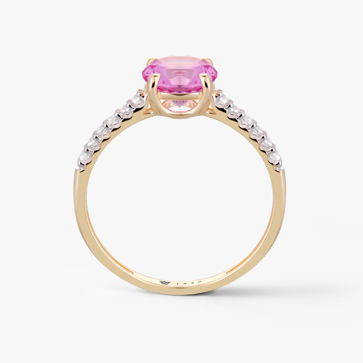 Pierścionek złoty z różowym szafirem Maria Antonina