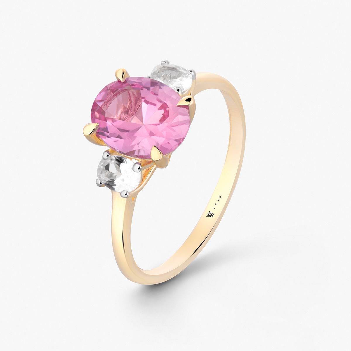 Pierścionek złoty z różowym szafirem Maria Antonina