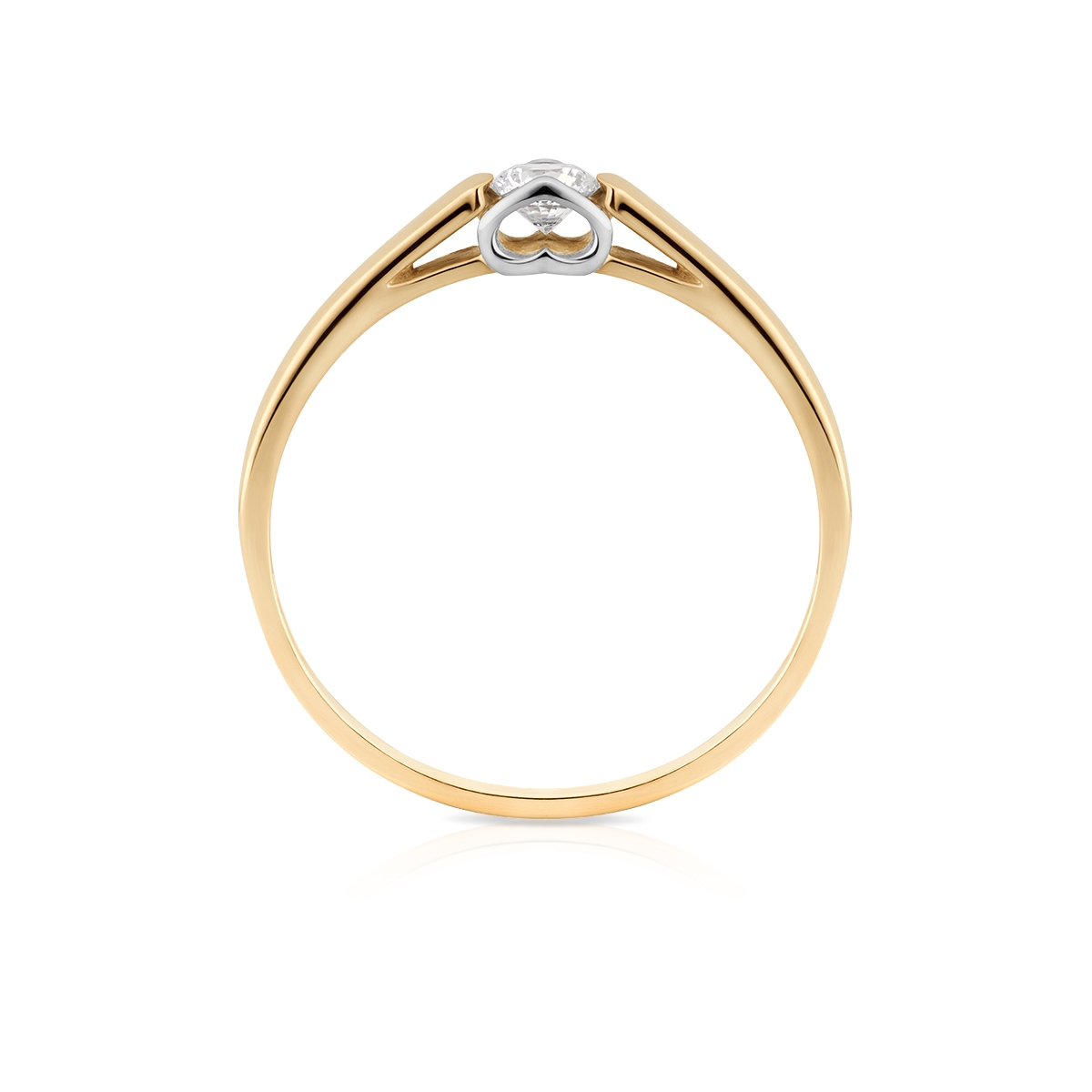 Pierścionek złoty bicolor z cyrkonią