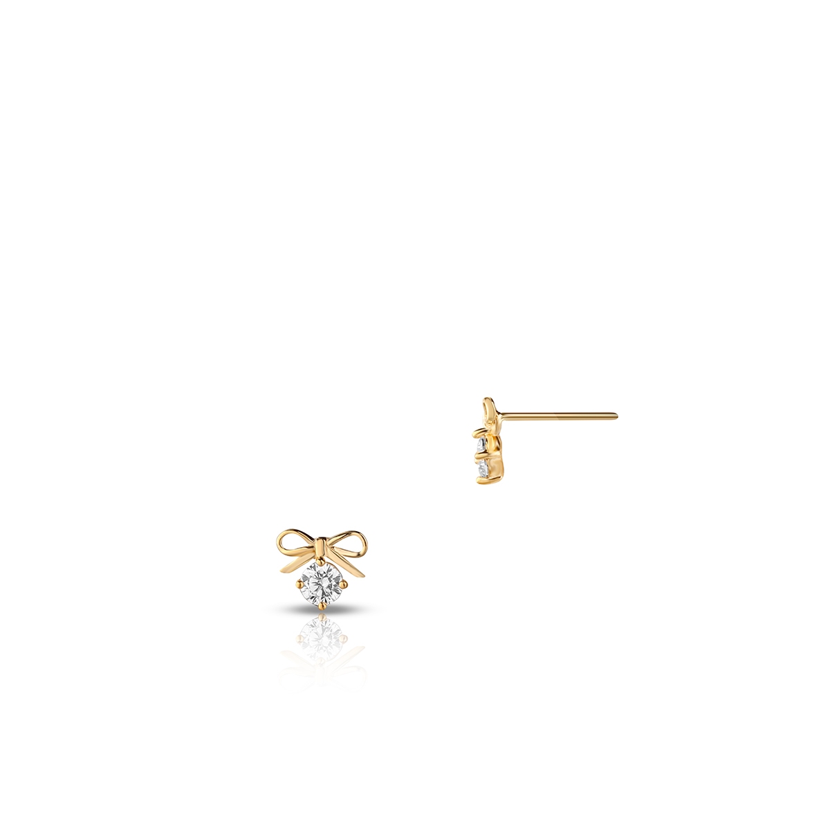 Kolczyki złote cyrkonia z kokardką