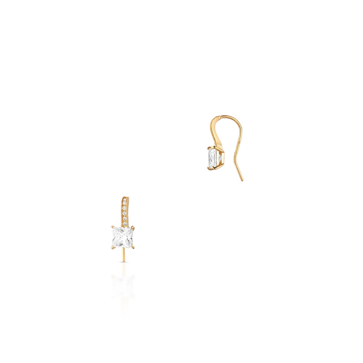 Kolczyki złote z kwadratową cyrkonią