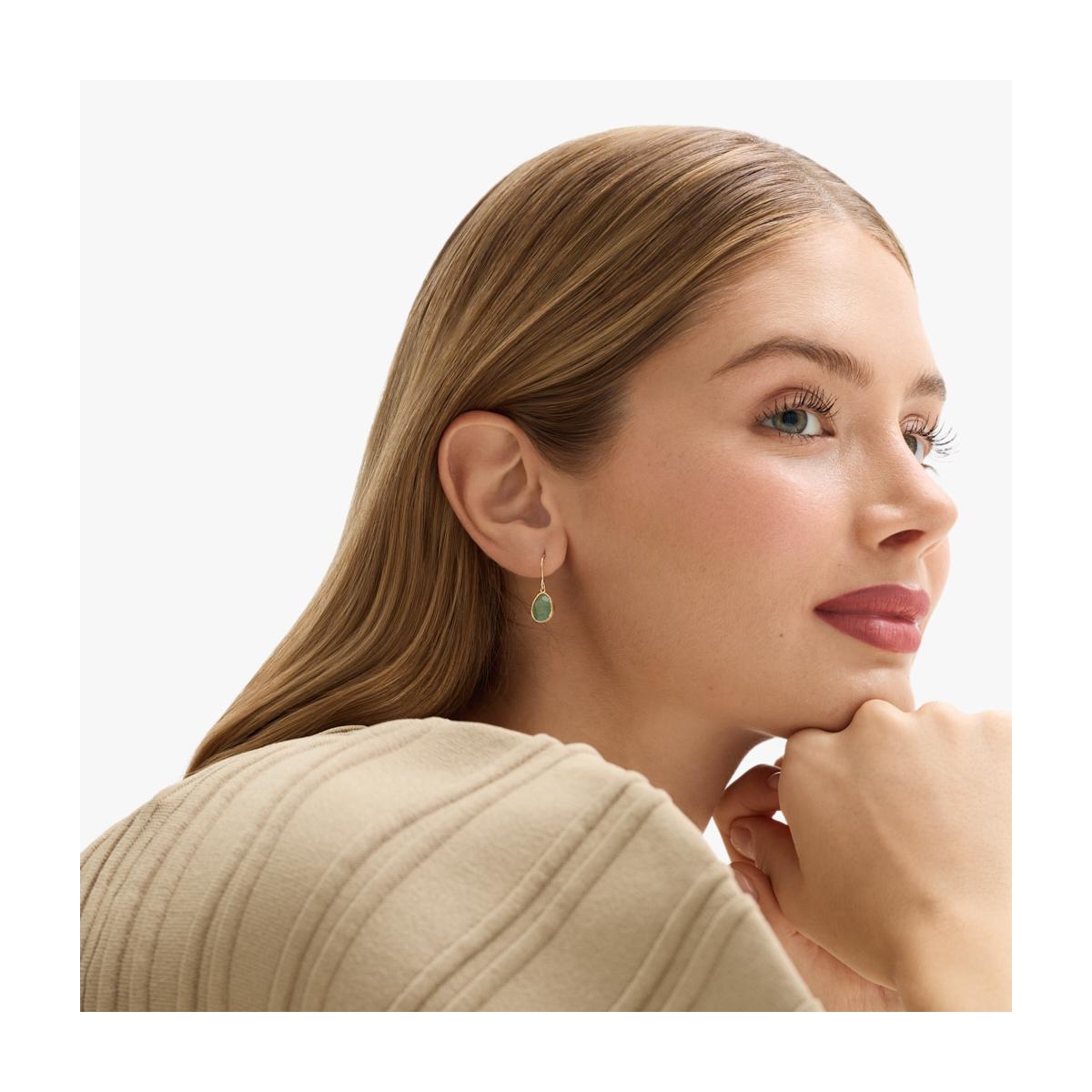 Kolczyki złote z zielonym awenturynem Saint Tropez