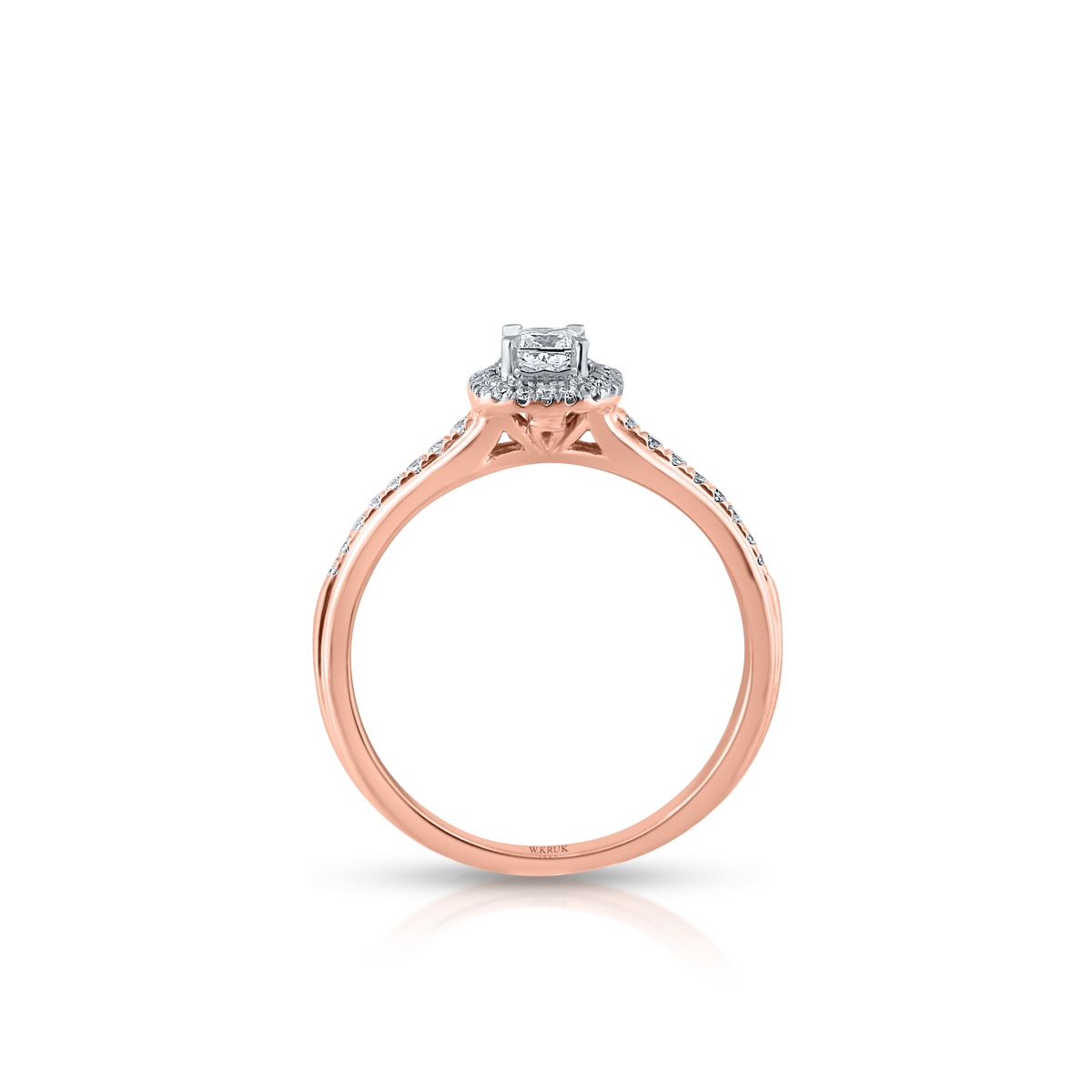 Pierścionek różowe złoto z diamentami