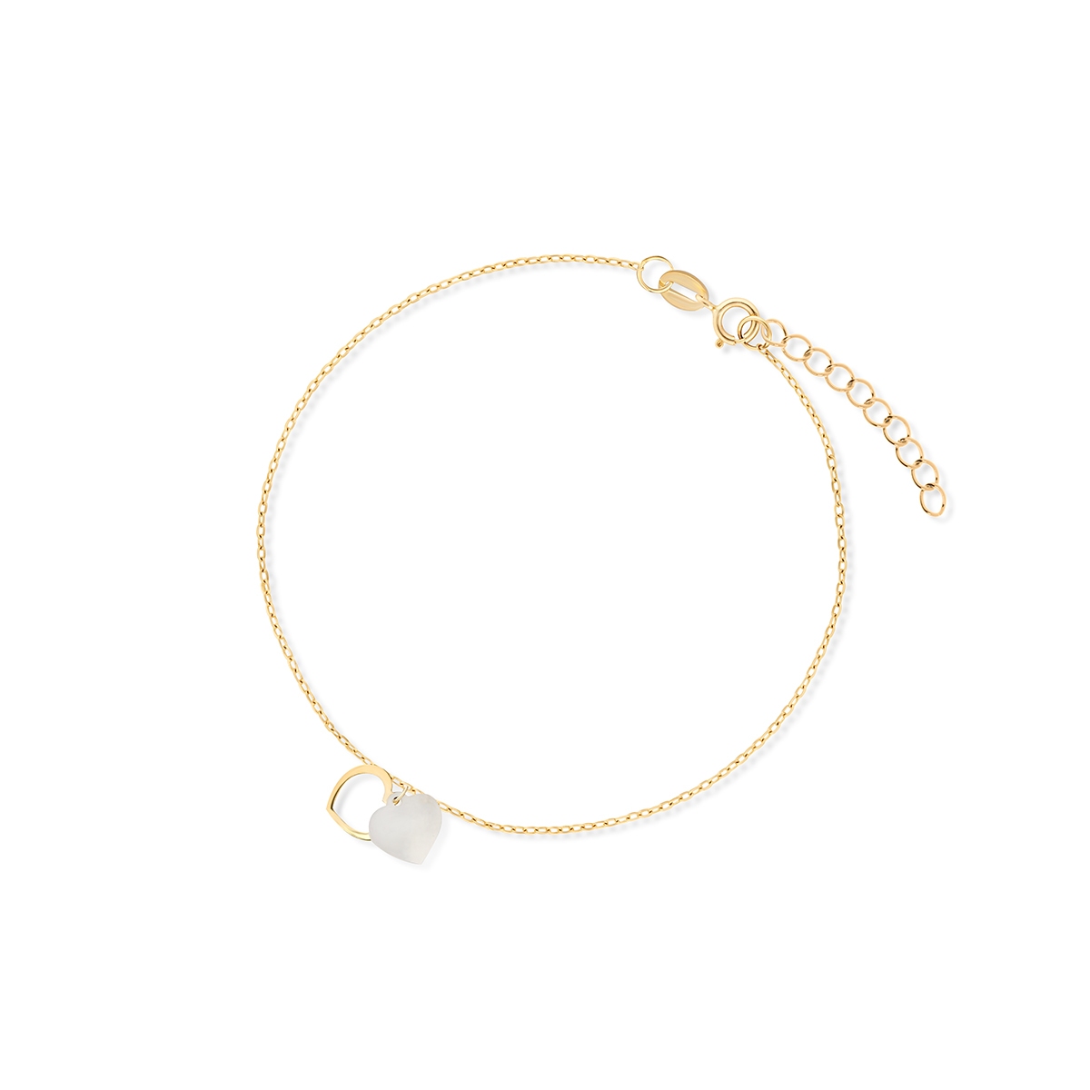 Bransoleta złota perłowe serca