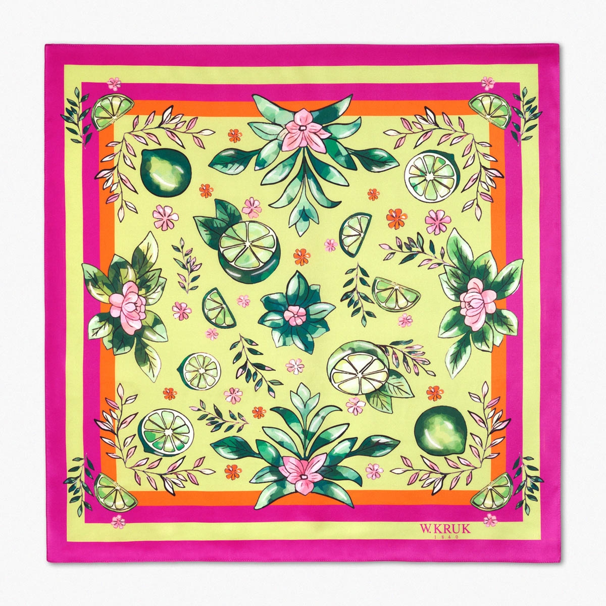 Chusta jedwabna Kwiaty Nocy Limonki
