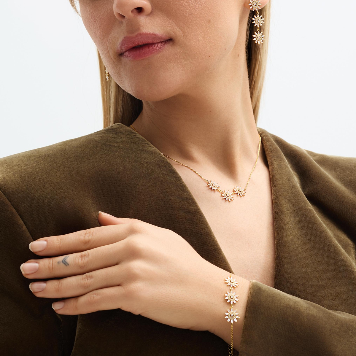 Bransoleta srebrna pozłacana z cyrkoniami