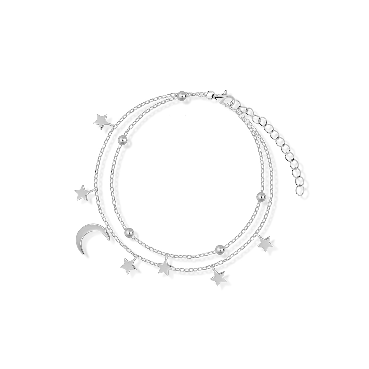 Bransoletka srebrna gwiazdki i księżyce