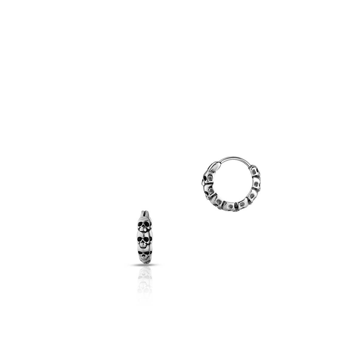 Kolczyki stalowe kółka z czaszkami