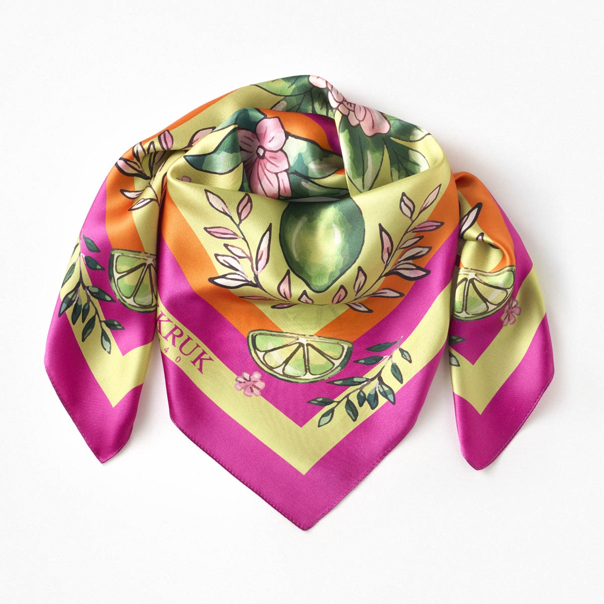 Chusta jedwabna Kwiaty Nocy Limonki