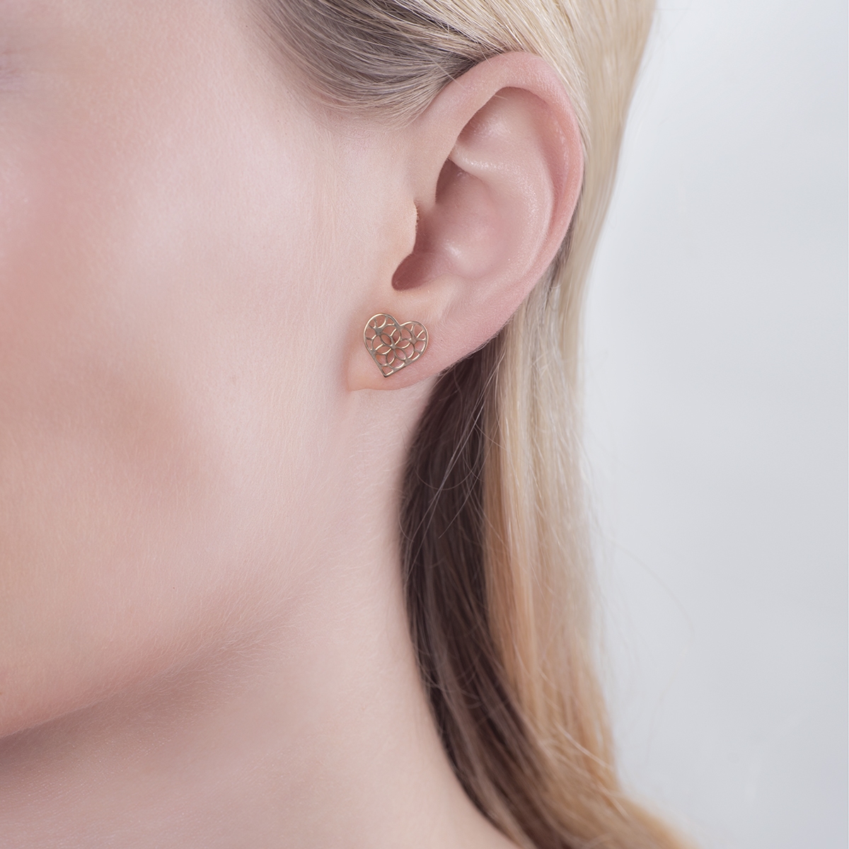 Kolczyki srebrne pozłacane ażurowe serca