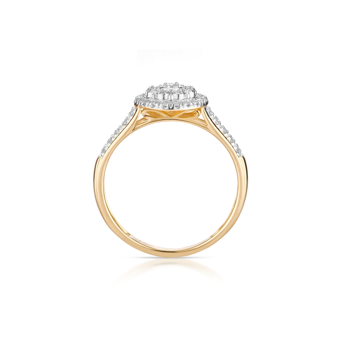 Pierścionek złoty bicolor z brylantami i diamentami