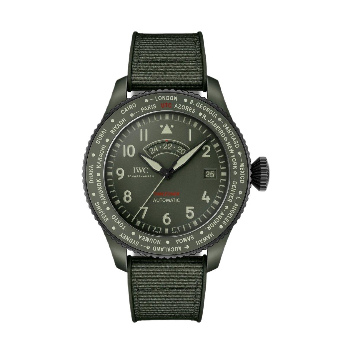 ZEGAREK IWC SCHAFFHAUSEN PILOT'S TIMEZONER TOP GUN WOODLAND