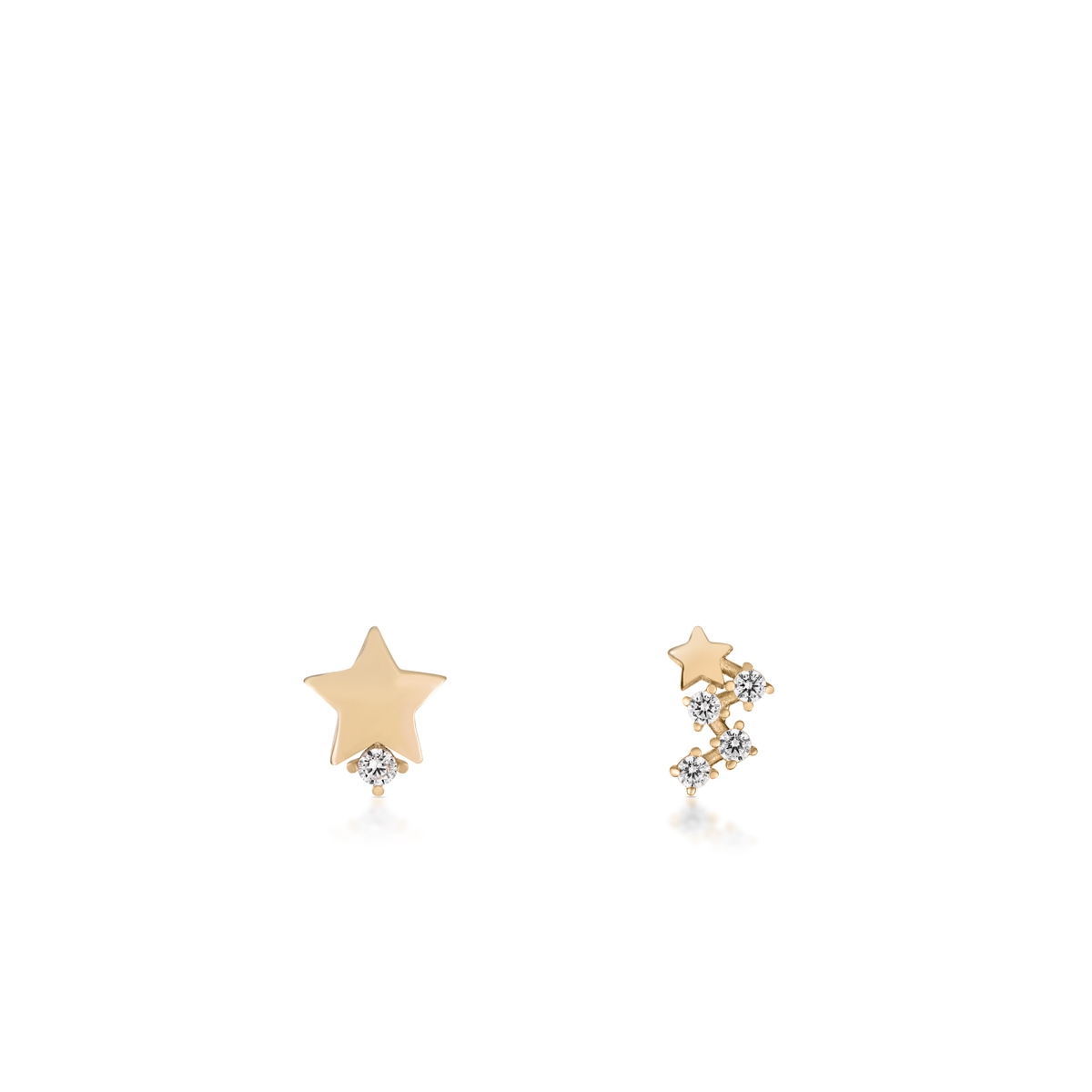 Kolczyki złote gwiazdki z cyrkoniami