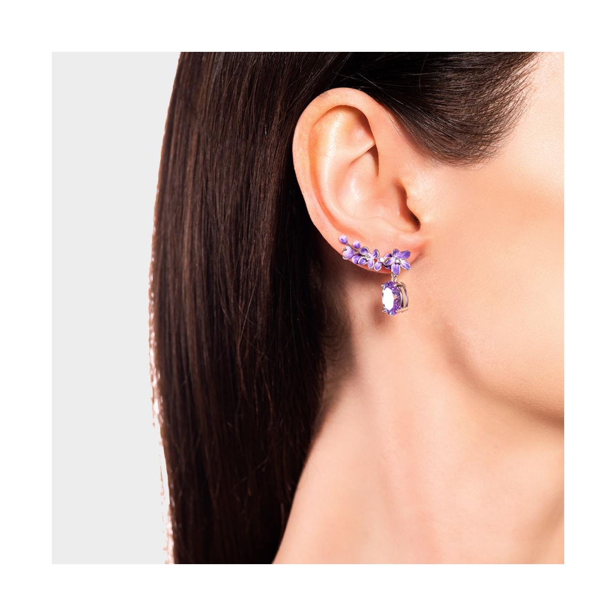 Kolczyki srebrne Kwiaty Nocy Fioletowy Bez