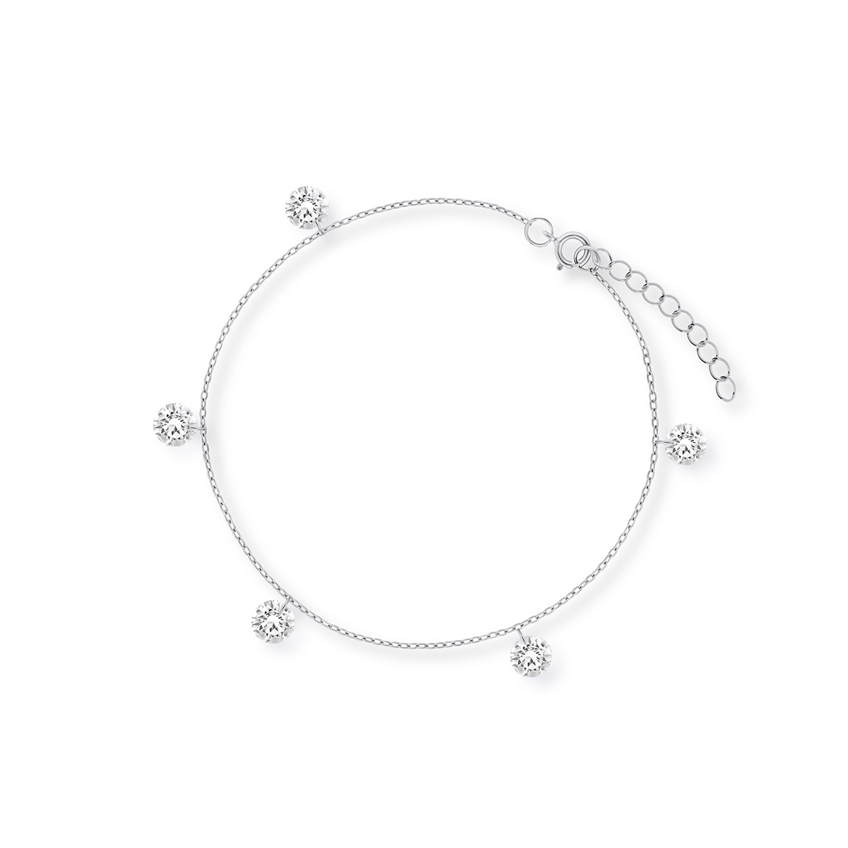 Bransoleta srebrna z wiszącymi cyrkoniami