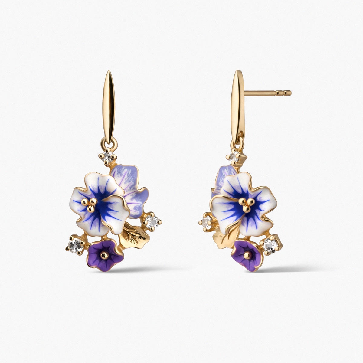 Kolczyki złote Kwiaty Nocy Bratki