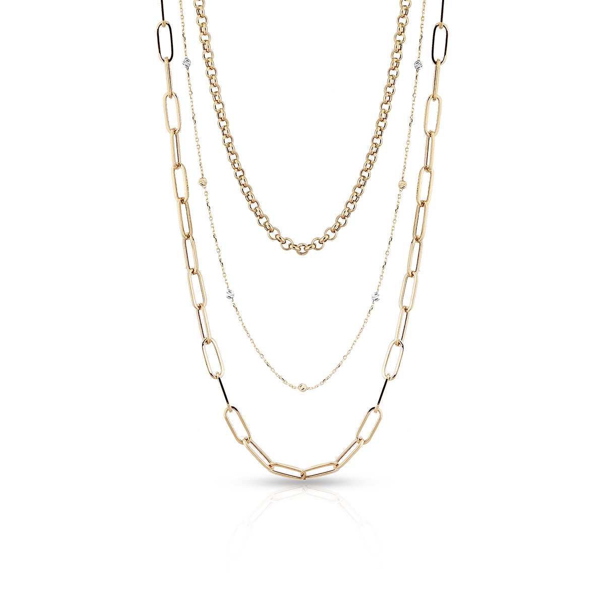 Naszyjnik złoty bicolor kaskadowy W.KRUK