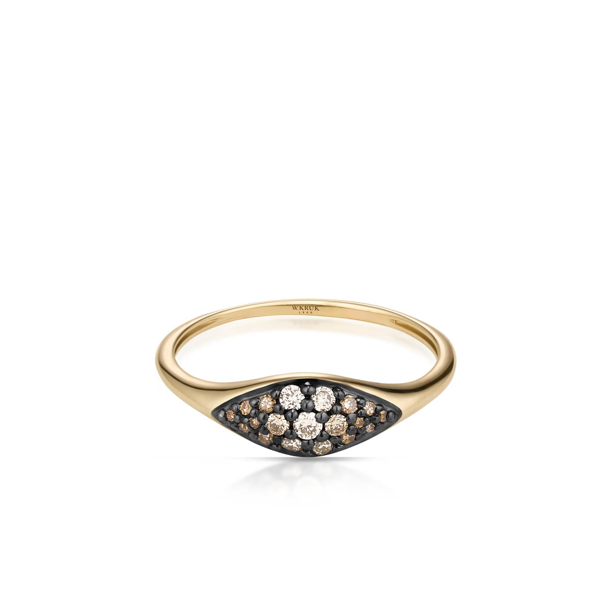 Pierścionek złoty z brązowymi diamentami Karmelowa