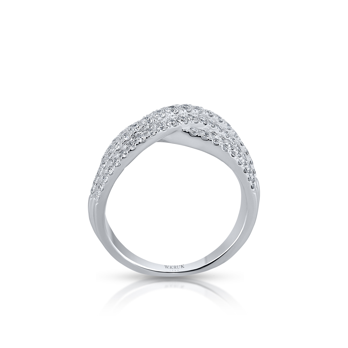 Pierścionek białe złoto z brylantami