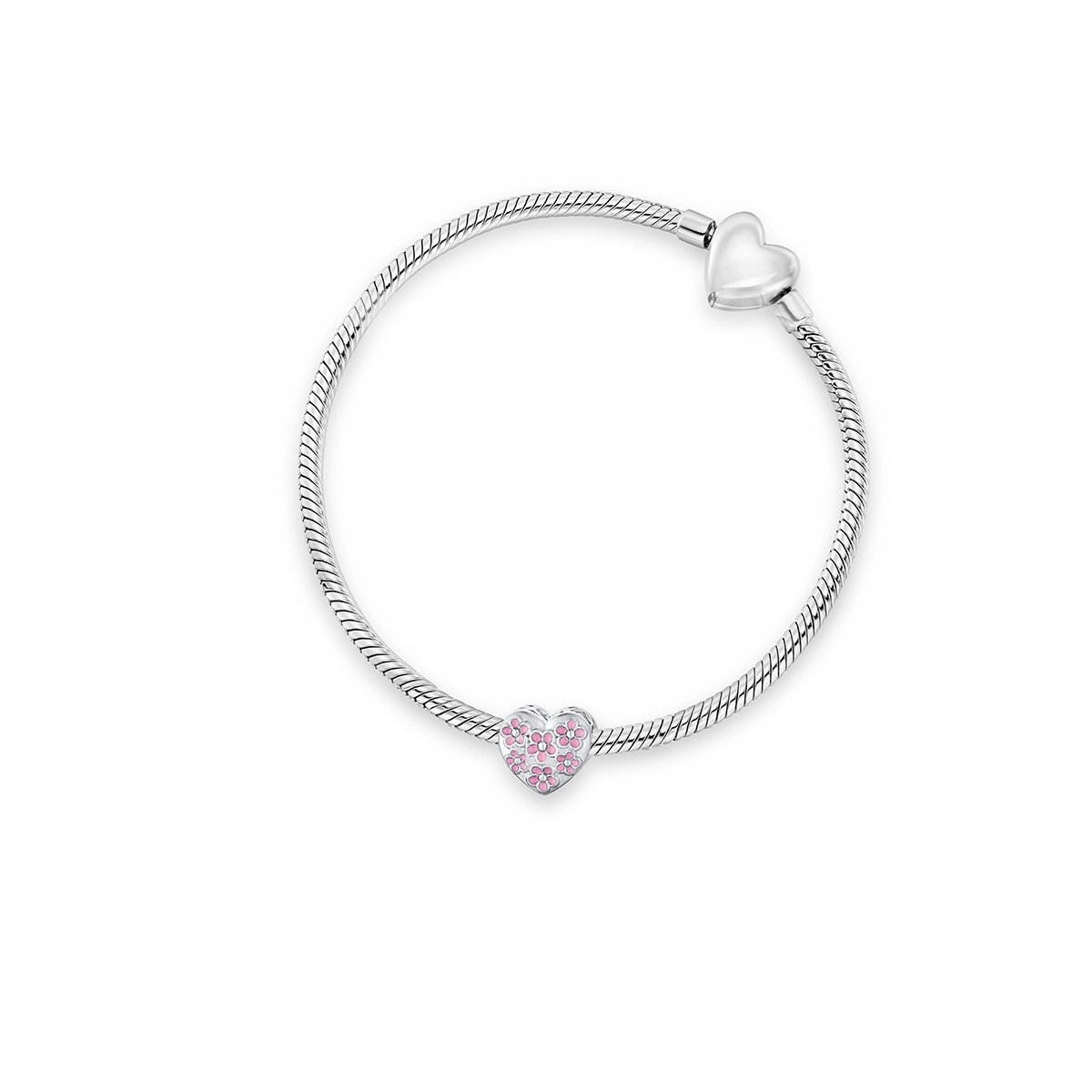 Zawieszka srebrna serce z różową emalią Lovely Beads