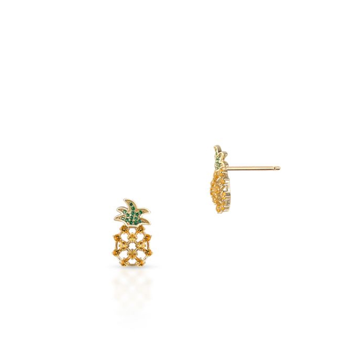 Kolczyki srebrne pozłacane ananasy